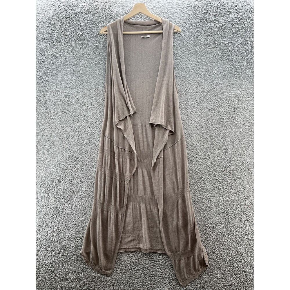 Crea Concept Sweater Womens S Tan Lightweight Linen Lagenlook Boho Open Cardigan